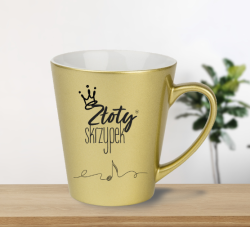 Złoty skrzypek - Złota skrzypaczka - Skrzypce - Prezent dla skrzypaczki - Prezent dla skrzypka - Kubek latte