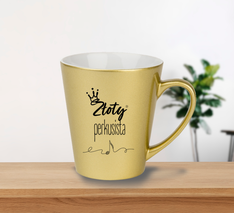 Złoty perkusista - Złota perkusistka - Perkusja - Prezent dla perkusisty - Prezent dla perkusistki - Kubek latte