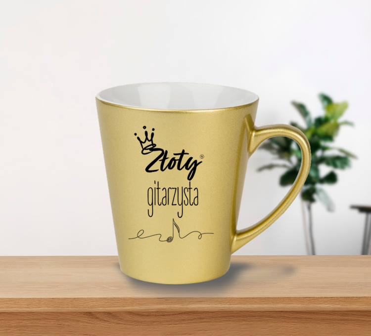 Złoty gitarzysta - Złota gitarzystka - Gitara - Gitara elektryczna - Prezent dla gitarzysty - Prezent dla gitarzystki - Kubek latte