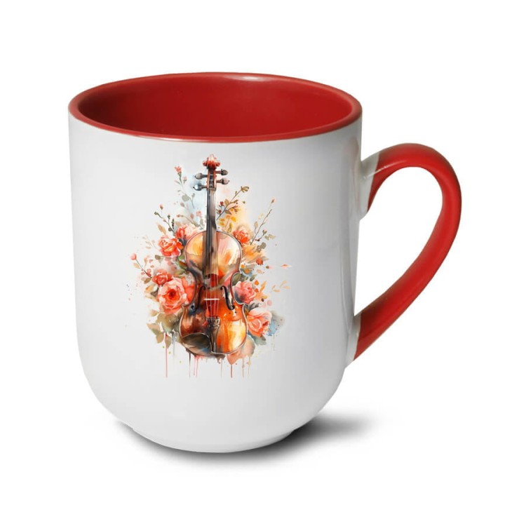 Skrzypce z kwiatami - Skrzypce - Prezent dla skrzypaczki - Prezent dla skrzypka - Kubek coffee