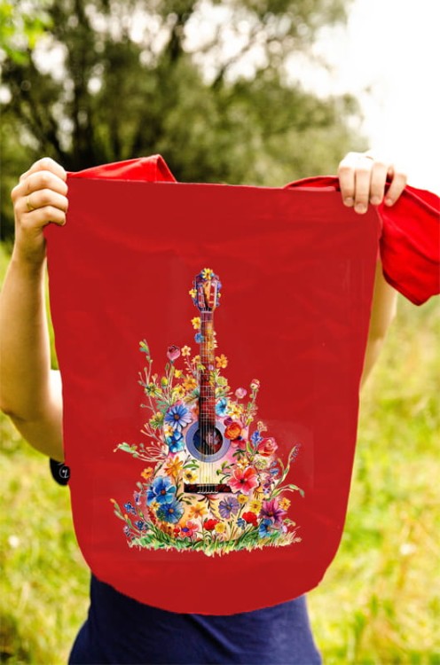 Gitara – Gitara kwiaty - Prezent dla gitarzystki - Prezent dla gitarzysty - Torba na ramię - Osemkowa.pl
