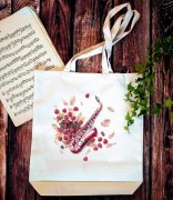 Saksofon - Saksofon w malinach - Prezent dla saksofonistki - Torba z saksofonem - Torba 2 ucha