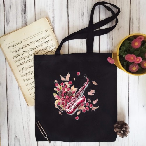 Saksofon - Saksofon w malinach - Prezent dla saksofonistki - Torba z saksofonem - Torba 2 ucha