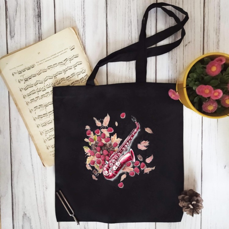 Saksofon - Saksofon w malinach - Prezent dla saksofonistki - Torba z saksofonem - Torba 2 ucha