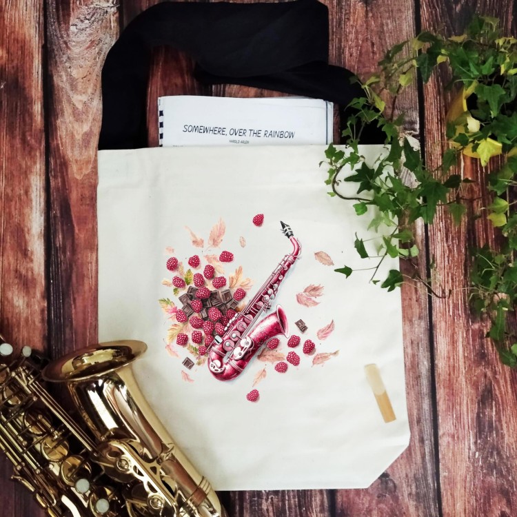 Saksofon - Saksofon w malinach - Prezent dla saksofonistki - Torba z saksofonem - Torba na ramię