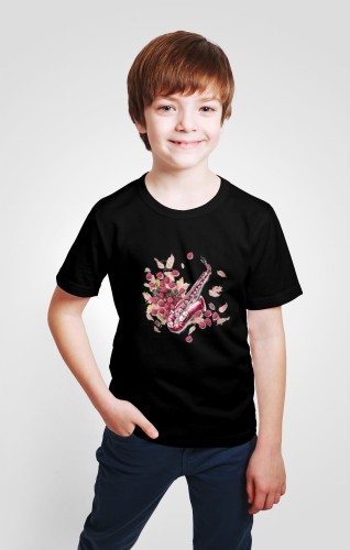 Saksofon - Saksofon w malinach - Prezent dla saksofonistki - Prezent dla saksofonisty - Koszulka z saksofonem – Koszulka dziecięca