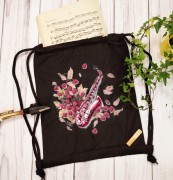 Saksofon - Saksofon w malinach - Prezent dla saksofonistki - Prezent dla saksofonisty - Worek-plecak z saksofonem - Worek-plecak - osemkowa.pl