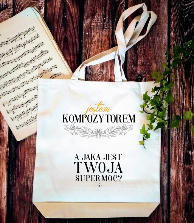 Kompozytor – Kompozytor supermoc - Prezent dla kompozytora – Prezent dla kompozytorki - Torba kompozytora – Torba 2 ucha - osemkowa.pl - prezent dla muzyka