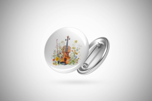 Skrzypce na łące - Skrzypce - Prezent dla skrzypaczki - Prezent dla skrzypka -Przypinka ze skrzypcami – Przypinka - osemkowa.pl - muzyczna przypinka