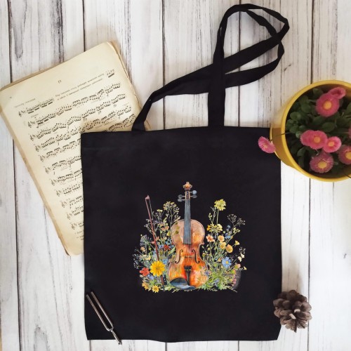 Skrzypce na łące - Skrzypce - Prezent dla skrzypaczki - Prezent dla skrzypka -Torba ze skrzypcami – Torba 2 ucha - osemkowa.pl - upominek dla muzyka - upominek dla skrzypka