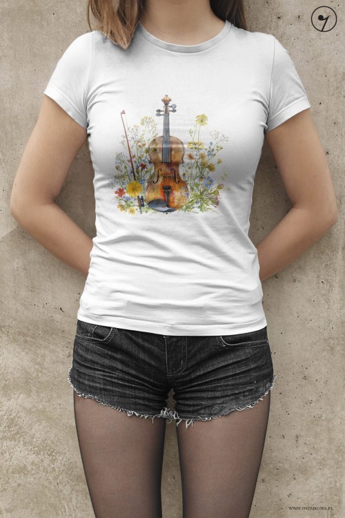 Skrzypce na łące - Skrzypce - Prezent dla skrzypaczki - Prezent dla skrzypka - Koszulka ze skrzypcami – Koszulka - upominek dla muzyka - Prezent dla muzyka - osemkowa.pl