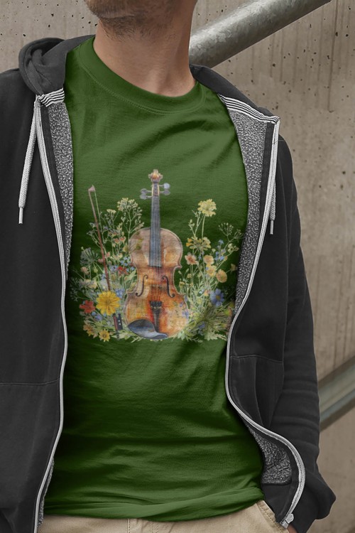 Skrzypce na łące - Skrzypce - Prezent dla skrzypaczki - Prezent dla skrzypka - Koszulka ze skrzypcami – Koszulka - upominek dla muzyka - Prezent dla muzyka - osemkowa.pl