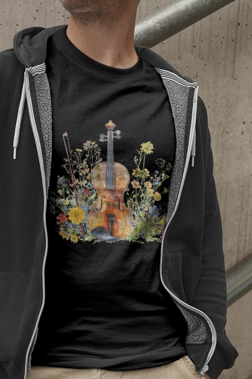 Skrzypce na łące - Skrzypce - Prezent dla skrzypaczki - Prezent dla skrzypka - Koszulka ze skrzypcami – Koszulka - upominek dla muzyka - Prezent dla muzyka - osemkowa.pl