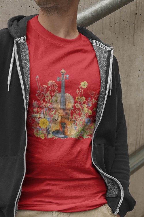 Skrzypce na łące - Skrzypce - Prezent dla skrzypaczki - Prezent dla skrzypka - Koszulka ze skrzypcami – Koszulka - upominek dla muzyka - Prezent dla muzyka - osemkowa.pl