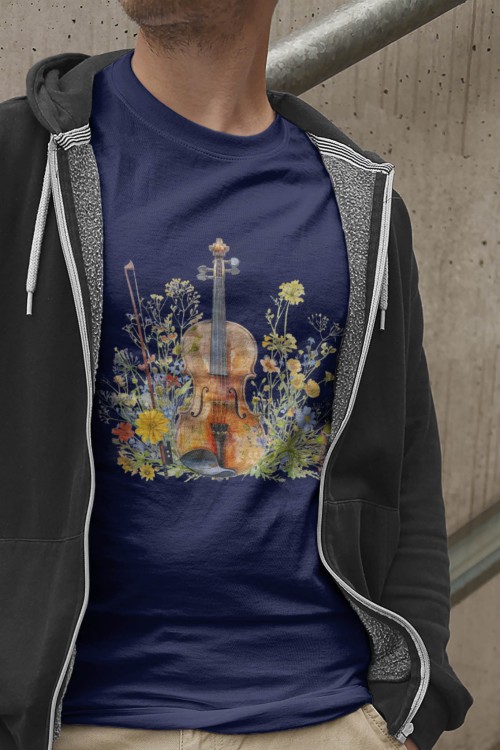 Skrzypce na łące - Skrzypce - Prezent dla skrzypaczki - Prezent dla skrzypka - Koszulka ze skrzypcami – Koszulka - upominek dla muzyka - Prezent dla muzyka - osemkowa.pl