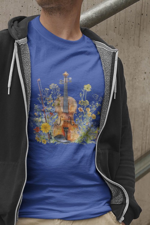 Skrzypce na łące - Skrzypce - Prezent dla skrzypaczki - Prezent dla skrzypka - Koszulka ze skrzypcami – Koszulka - upominek dla muzyka - Prezent dla muzyka - osemkowa.pl
