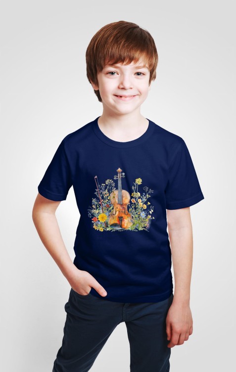 Skrzypce na łące - Skrzypce - Prezent dla skrzypaczki - Prezent dla skrzypka - Koszulka ze skrzypcami – Koszulka dziecięca - Koszulka młodego skrzypka - osemkowa.pl - upominek dla skrzypka