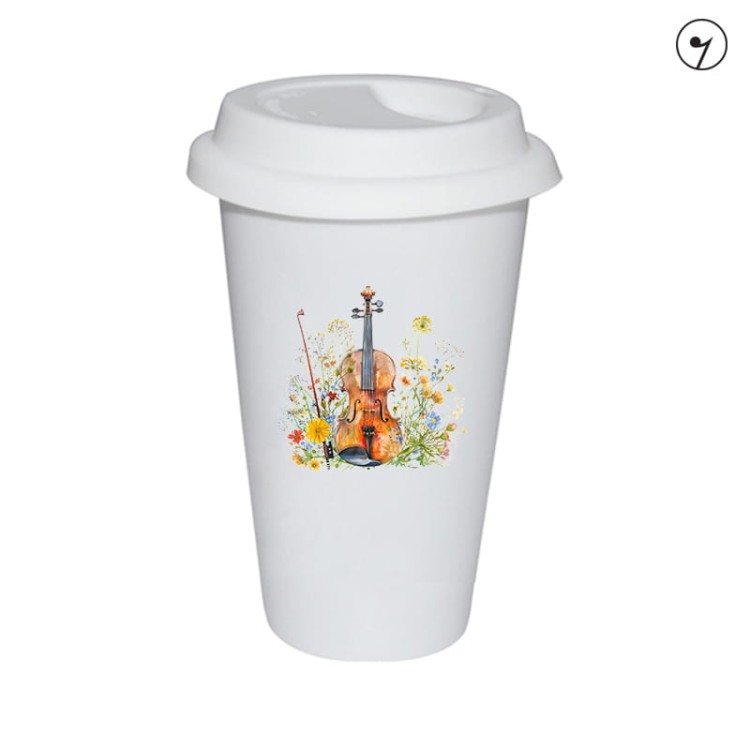 Skrzypce na łące - Skrzypce - Prezent dla skrzypaczki - Prezent dla skrzypka - Tumbler ze skrzypcami – Tumbler - osemkowa.pl - prezent dla muzyka - upominek dla muzyka