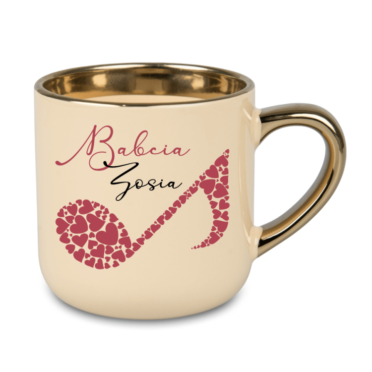Prezent dla Babci - Muzyczny kubek - Nutka z imieniem - Dzień Babci - Kubek ceramiczny premium - osemkowa.pl - Dzień babci - Prezent na dzień babci