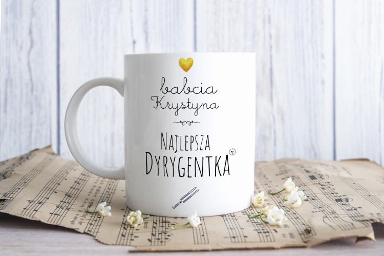 Babcia najlepsza dyrygentka - Dziadek najlepszy dyrygent – Dyrygent – Dyrygentka - Prezent dla Babci – Prezent dla dziadka - Dzień Babci i Dziadka - Kubek ceramiczny - osemkowa.pl - prezent dla muzyka - upominek dla muzyka