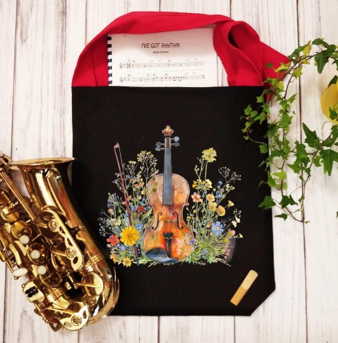 Skrzypce na łące - Skrzypce - Prezent dla skrzypaczki - Prezent dla skrzypka - Torba na ramię - osemkowa.pl - prezent dla muzyka - upominek dla muzyka