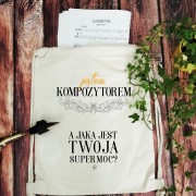 Kompozytor – Kompozytor supermoc - Prezent dla kompozytora – Prezent dla kompozytorki – Worek plecak - osemkowa.pl - prezent dla muzyka - upominek dla muzyka