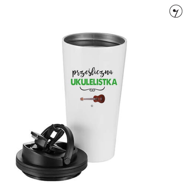 Prześliczna ukulelistka - Ukulele - Prezent dla ukulelistki - Kubek ukulelistki - Kubek termiczny - prezent dla muzyka - upominek dla muzyka - osemkowa.pl