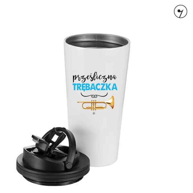 Prześliczna trębaczka - Trąbka - Prezent dla trębaczki - Kubek trąbka - Kubek termiczny - prezent dla muzyka - upominek dla muzyka - osemkowa.pl