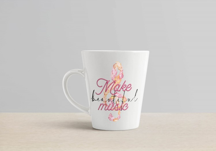 Klucz wiolinowy - Make beautiful music - Upominek dla muzyka - Kubek dla muzyka - Kubek latte - Prezent dla muzyka - osemkowa.pl