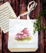 Piano - Fortepian - Różowy fortepian – Prezent dla pianistki - Prezent na walentynki - Torba 2 ucha