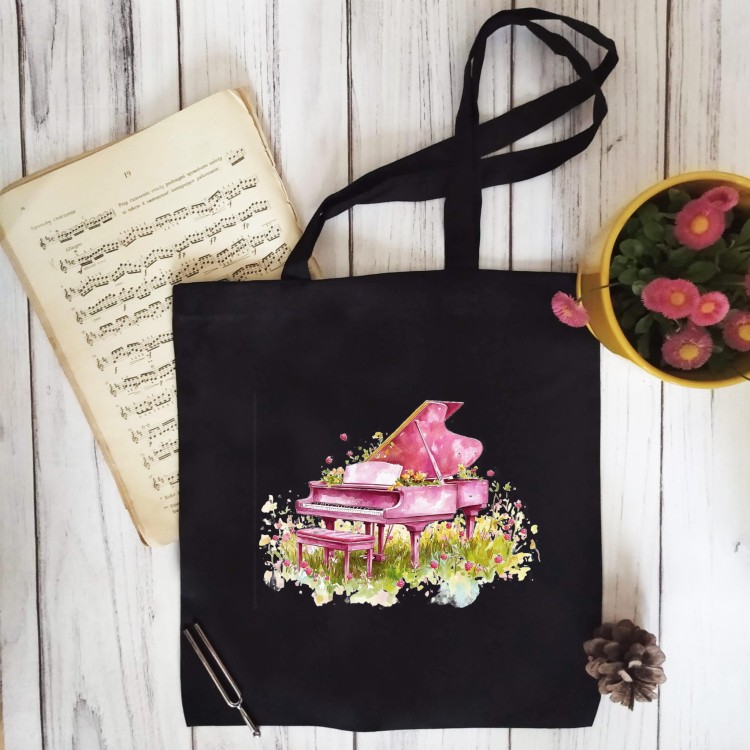 Piano - Fortepian - Różowy fortepian – Prezent dla pianistki - Prezent na walentynki - Torba 2 ucha