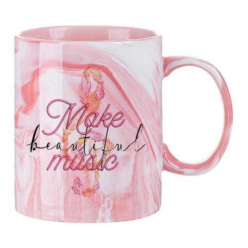 Klucz wiolinowy - Make beautiful music - Upominek dla muzyka - Kubek dla muzyka - Kubek marmurowy ceramiczny