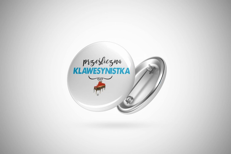 Prześliczna klawesynistka - Klawesyn - Prezent dla klawesynistki - Przypinka z klawesynem - Przypinka - osemkowa.pl - Prezent dla muzyka