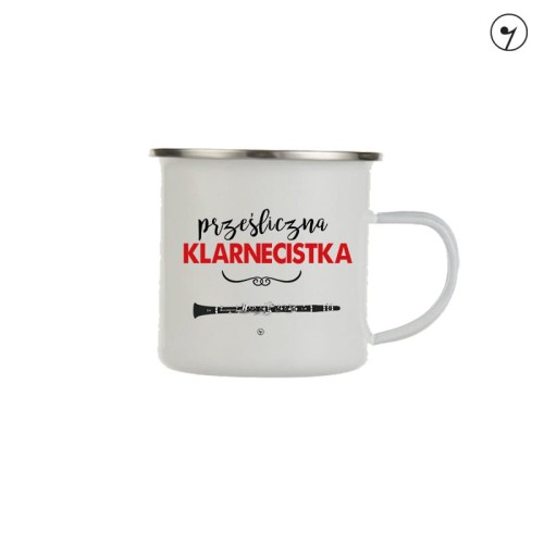 Prześliczna klarnecistka - Klarnet - Prezent dla klarnecistki - Kubek dla klarnecistki - Kubek emaliowany - osemkowa.pl