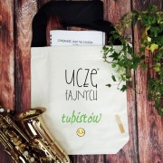 Tuba - Nauczyciel tuby - Uczę fajnych tubistów - Prezent dla nauczyciela gry na tubie - Torba na ramię naturalna - osemkowa.pl - Prezent dla muzyka