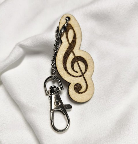 Klucz wiolinowy - Brelok z drewna - Brelok ze sklejki - Prezent dla muzyka