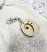 Klucz basowy - Brelok z drewna - Brelok ze sklejki - Prezent dla muzyka