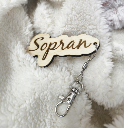 Sopran - Brelok z drewna - Brelok ze sklejki - Prezent dla muzyka - Prezent dla soprana