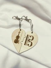 Altówka i klucz altowy - Breloki z drewna - Breloki ze sklejki - Puzzle Serce - Prezent dla muzyka