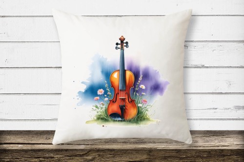 Skrzypce - Stokrotki - Prezent dla skrzypka - Prezent dla muzyka - Muzyczna poduszka - Poduszka