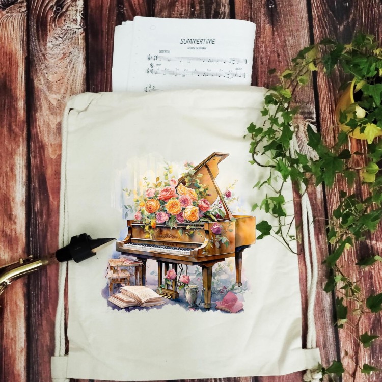 Piano - Fortepian - Róże - Prezent dla pianistki - Prezent dla Pianisty - Worek plecak