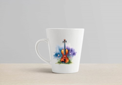 Skrzypce - Stokrotki - Prezent dla skrzypka - Prezent dla skrzypaczki - Kubek skrzypka - Kubek ceramiczny