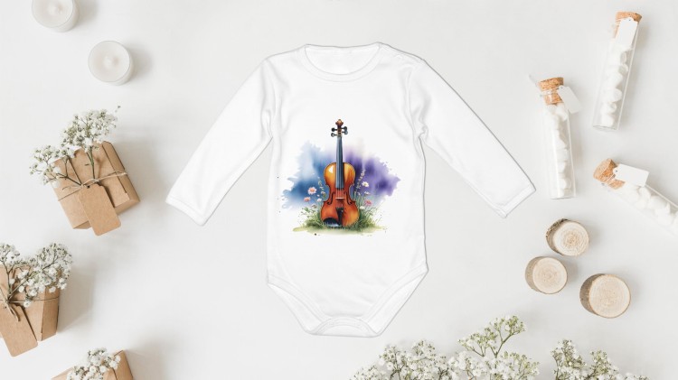 Muzyczne body dziecięce - Prezent z okazji urodzenia dziecka dla muzyka - osemkowa.pl - Skrzypce