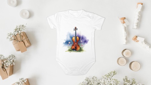 Skrzypce - Stokrotki - Prezent dla skrzypka - Prezent dla skrzypaczki - Body ze skrzypcami - Body - Bodziak