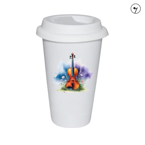 Skrzypce - Stokrotki - Prezent dla skrzypka - Prezent dla muzyka - Muzyczny kubek - Tumbler - osemkowa.pl