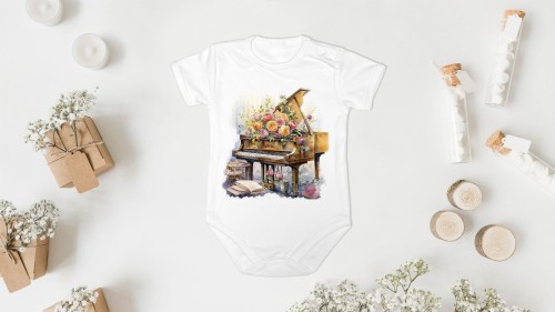 Piano - Fortepian - Róże - Prezent dla pianistki - Prezent dla Pianisty - Body - Bodziak