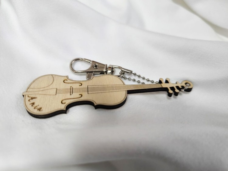 Skrzypce - Altówka - Brelok z drewna - Brelok ze sklejki - Z imieniem - Prezent dla muzyka