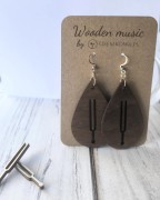 Muzyczne kolczyki - Kamerton - Prezent dla dyrygentki - Kolczyki z drewna - Muzyczna biżuteria - Kolczyki