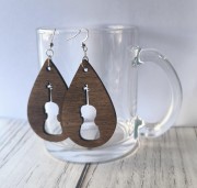 Kolczyki ze skrzypcami - Prezent dla skrzypaczki - Drewniane kolczyki ze skrzypcami - osemkowa.pl