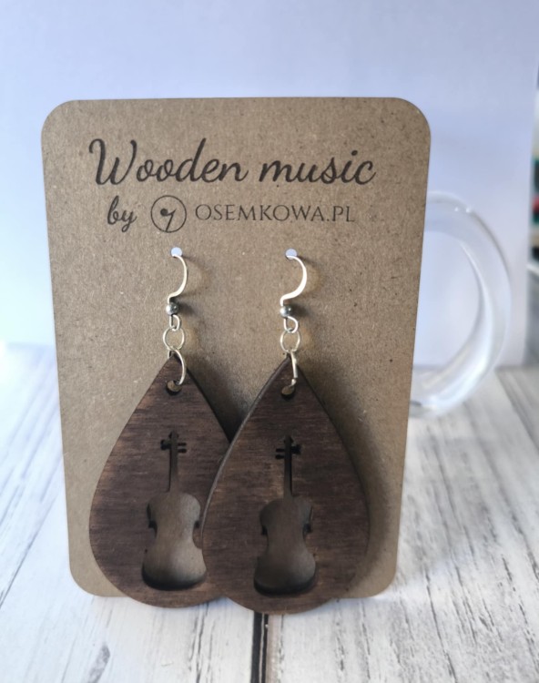Kolczyki z altówką - Prezent dla altowiolistki - Drewniane kolczyki ze altówką - osemkowa.pl